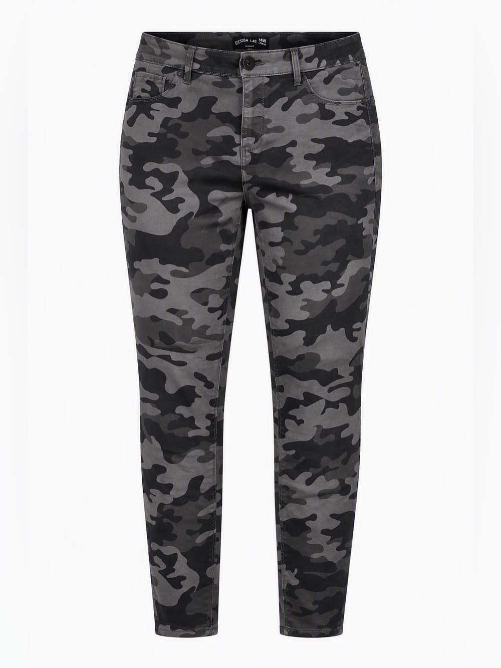 Design Lab Women's Grey Camouflage Skinny Stretch Jeans sz 14W